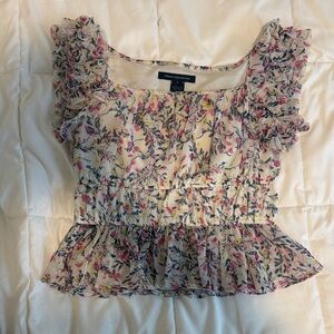 French Connection Multicolor Floral Ruffle Blouse